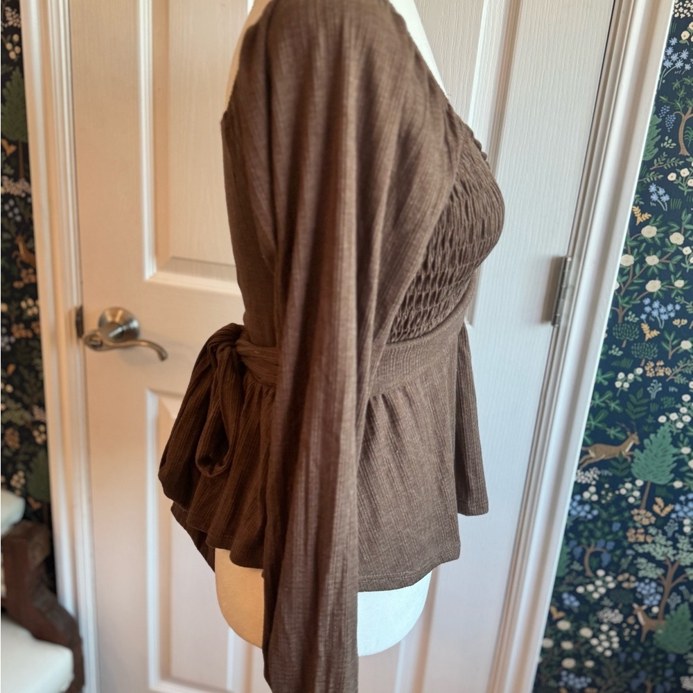 Altar'd State Brown Ruched Blouse - Picture 2 of 4